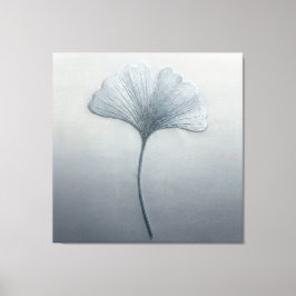 Blått Gingkobladsbroderi Textur Botanisk Canvastryck