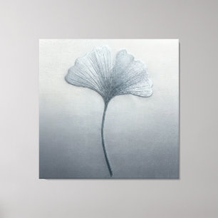 Blått Gingkobladsbroderi Textur Botanisk Canvastryck