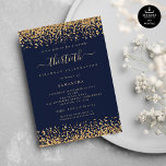 Blått Glam 30:e Party vid Guld Glitter Inbjudningar<br><div class="desc">Elegant Guld, Glitter, skrivet marinblått Glam 30:e Party. Tillgänglig digitalt och utskriven. Lite gnistra i firande på 30-årsdagen står ett faux glitter gräns på vardera sidan och grund på en klassisk marinbakgrund, och 30 är i ett snyggt skript med slagord. Anpassa texten till dina egna detaljer. Du kan också ändra...</div>