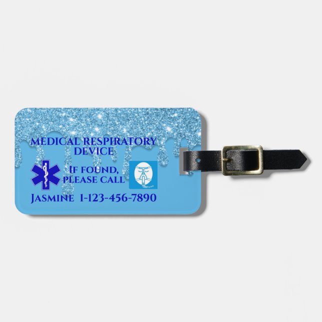Blått Glitter CPAP Maskin-påslag Bagagebricka (Horisontell Framsida)