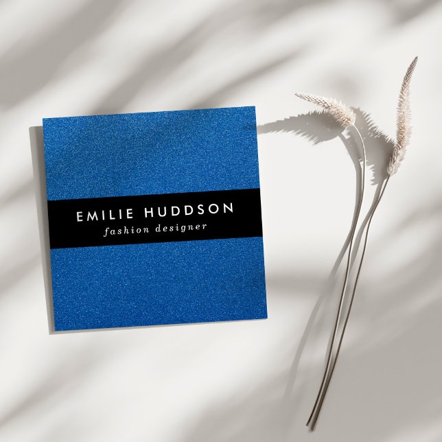 Blått Glitter, Gnistra, Glitter-bakgrund Fyrkantigt Visitkort (Skapare uppladdad)