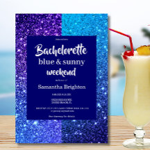 Blått Glitter Helg Bachelorette-inbjudan