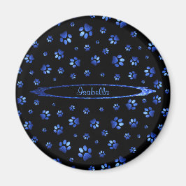 Blått glitter hund tass mönster Monogram Magnet
