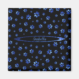 Blått glitter hund tass mönster Monogram Magnet