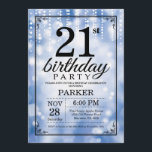 Blått Glitter Inbjudningar<br><div class="desc">21:a födelsedagsinbjudan med Blue String Ljus med blå Glitter-bakgrund. Blå födelsedagen. Vuxen födelsedag. Manar eller Women Bday Inbjudan. 13:e 15:e 16:e 18:e 20:e 30:e 40:e 60:e 70:e 80:e 90:e 100:e, oavsett ålder. Om du vill göra ytterligare anpassningar klickar du på knappen Anpassa och användor verktygen som är utformat för att...</div>
