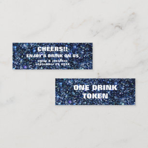Blått Glitter Namn Datum Bröllop Drink Biljett