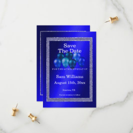 Blått Glitter och födelsedagsballonger Spara Datumet