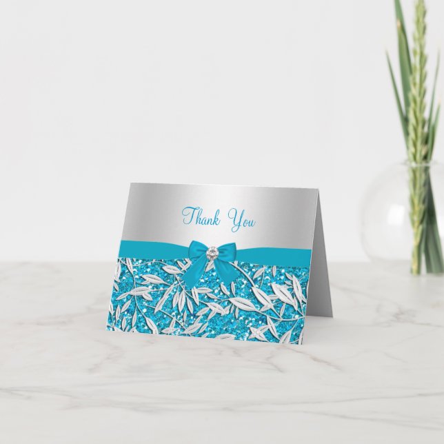 Blått Glitter och tackkort (Framsida)