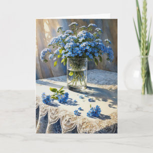 Blått glömska-jag-inte-Blommigt Bouquet Kort