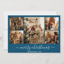 Blått God jul 5-foto-Helgdag Julkort