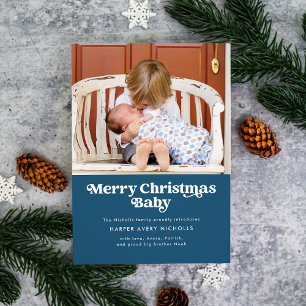 Blått God jul Baby-meddelande Julkort