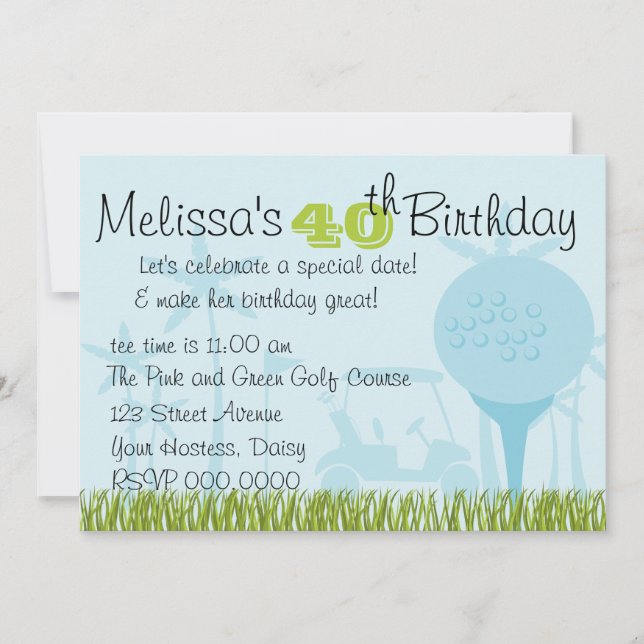 Blått golfdatum inbjudningar (Framsida)
