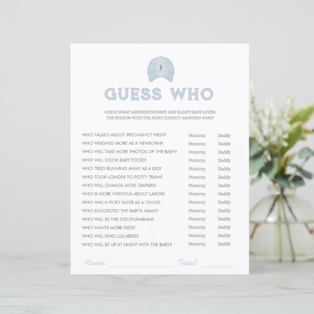 Blått golftema, babydusch gissa vem som spelar (Stående Fram)