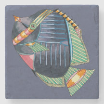 Blått görad randig kustfartyg för ängelfisksten