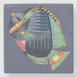 Blått görad randig kustfartyg för ängelfisksten stenunderlägg