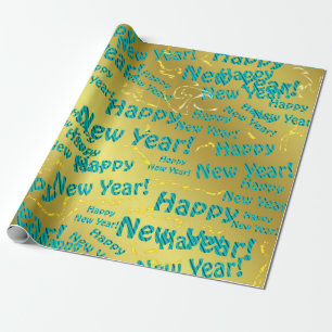 blått gott nytt år papprare presentpapper