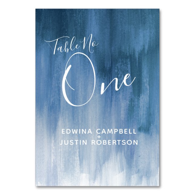 Blått grått abstrakt modernt bordsnummer ett (Baksidan)