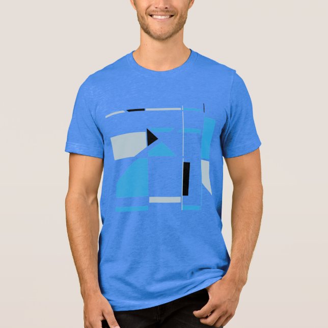 Blått Grått Black-Contemporary Geometric MCM-utsee T Shirt (Framsida)