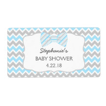 Blått Grått Bow-vattenflaska för babydusch/favör