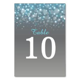 Blått grått champagnebubblor Bröllop bordsnummer