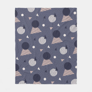 Blått Grått Circle Triangle Retro Geometric Mönste Fleecefilt