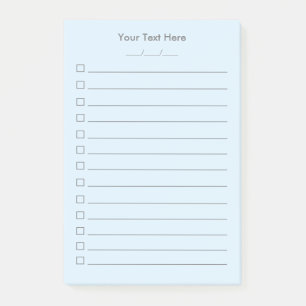 Blått Grått-daterat lutande för att göra en lista Post-it Block