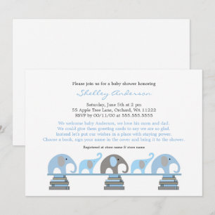 Blått Grått Elephant Baby Shower-inbjudningar Inbjudningar