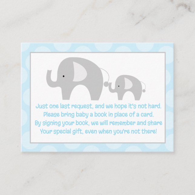 Blått/Grått-Mod Elephant--visitkort för Bok-begära Tilläggskort (Framsida)
