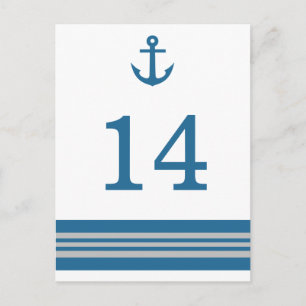 Blått Grått Nautical Anchor-Bordsnummer-vykort Vykort