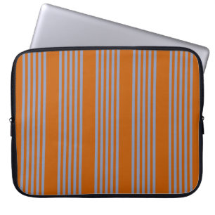 Blått grått och bränd orange fem rand mönster laptop fodral
