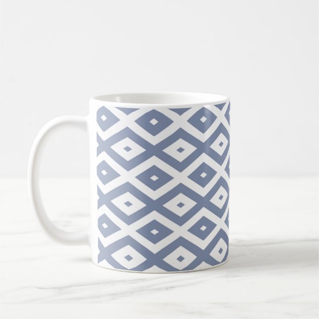 Blått grått och vit diamant mönster kaffemugg (Vänster)