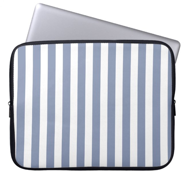 Blått grått och vitt kandy rand laptop fodral (Framsidan)