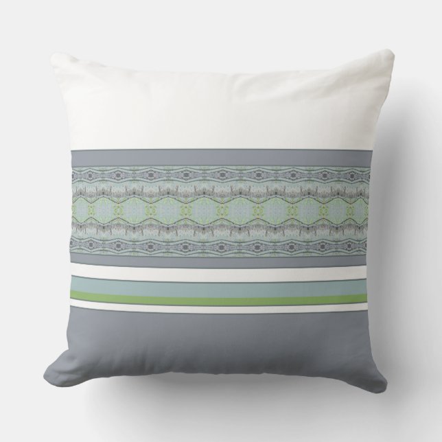 Blått Grått och vitt Kudde (Framsida)