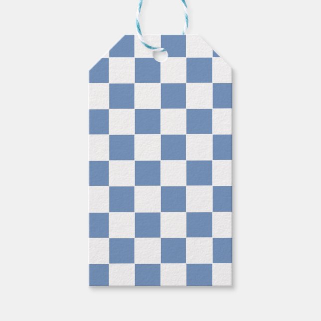 Blått/Grått och vitt Presentetikett (Framsidan)