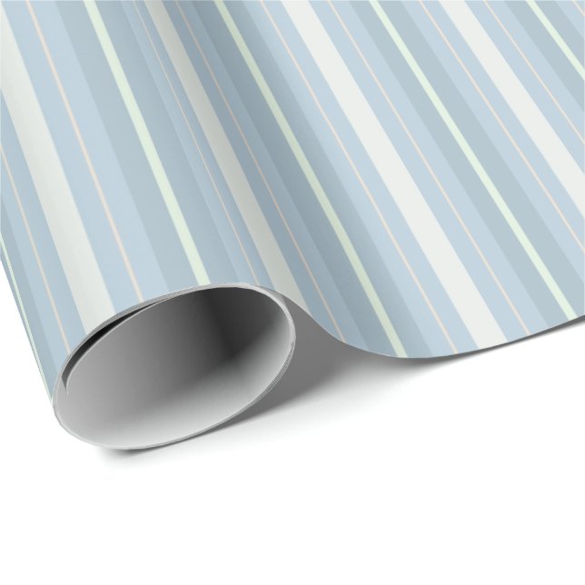 Blått-Grått randar Presentpapper (Rullad Hörn)