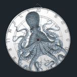Blått Grått Vintage, oktopus Illustration Darttavla<br><div class="desc">Blått Grått Vintage,  oktopus Illustration</div>