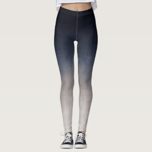 Blått Grått Vitt övertoningsglupskt ombre Leggings