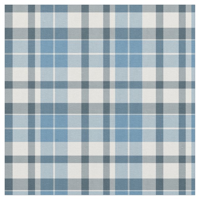 Blått Grått Vitt Plaid Mönster Fabric Tyg (Närbild)