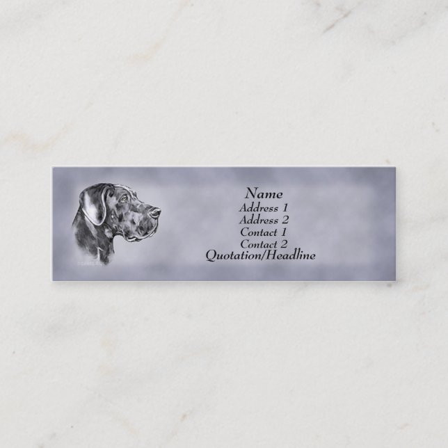 Blått Great dane-beskärningsprofilkort Mini Visitkort (Framsida)