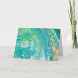 Blått Grönt Abstrakt Akrylvätskekonst Kort