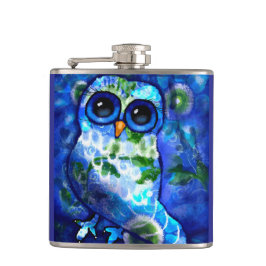 Blått Grönt av Whimsical Abstrakt Uggla Blommigt Fickplunta