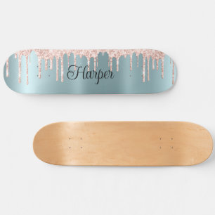 Blått Grönt Avslutar med Rosa Glitter-drivrutiner Mini Skateboard Bräda 18,5 Cm