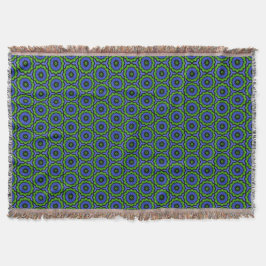 Blått Grönt Blommigt Mandala Throw Blanket Filt