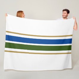 Blått Grönt Center Tävla Rand på vitt Fleecefilt