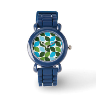 Blått, grönt, coola, trendig, modern abstrakt armbandsur