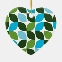Blått, grönt, coola, trendig, modern abstrakt julgransprydnad keramik