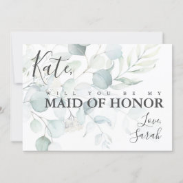 Blått Grönt Eucalyptus Maid of honor Frieri kort