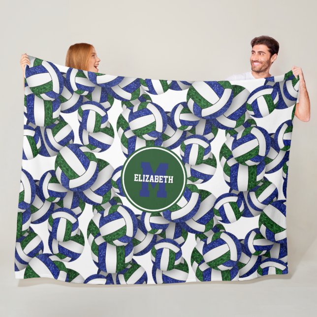 Blått grönt, giftigt volleyball-team färg fleecefilt (På plats)