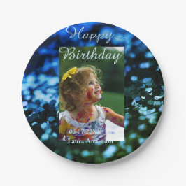 Blått grönt glitter fotot barns födelsedag moderna