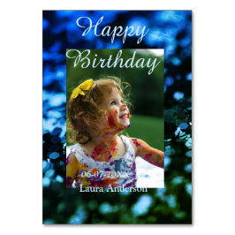 Blått grönt glitter fotot barns födelsedag moderna bordsnummer